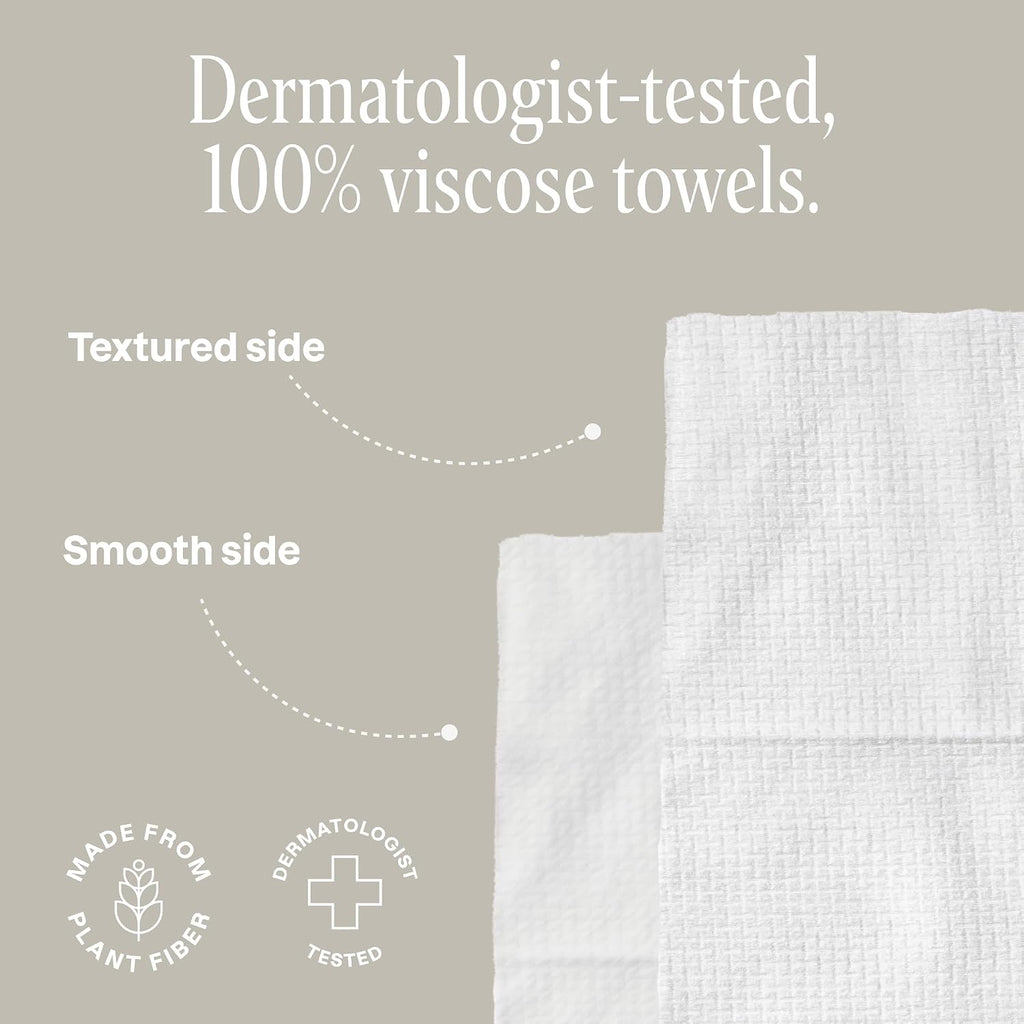 Cliganic Clean Face Towels Xl, Disposable, Ultra-Absorbent, Hypoallergenic & Soft - Makeup Remover Dry Wipes, Pamper Your Face, Feel Fresh & Radiant, Hygienic Towelettes, For All Skin Types (50 Ct)