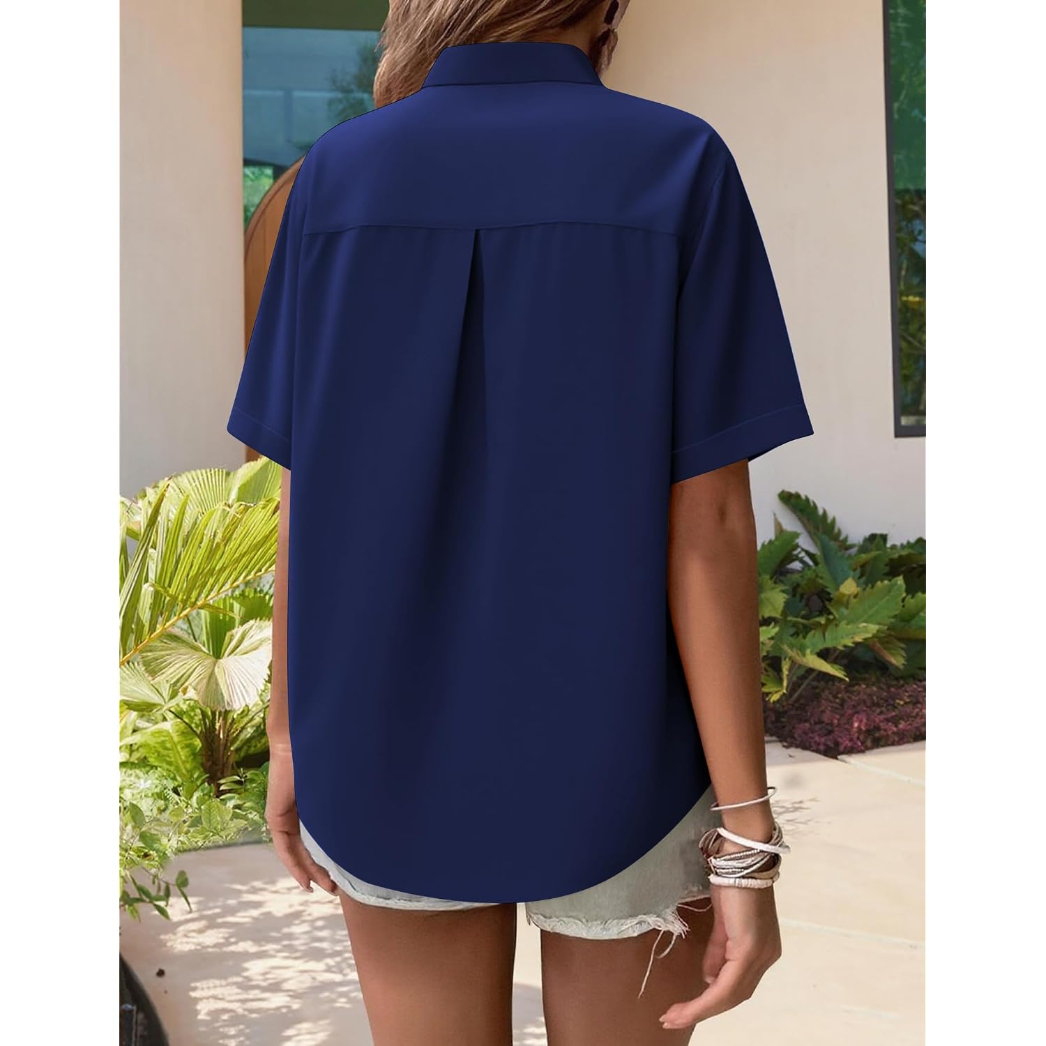 Zeagoo Hawaiian Shirts For Women Tropical Floral Button Down Short Sleeve Blouses Summer Beach Shirt Vacation Tops