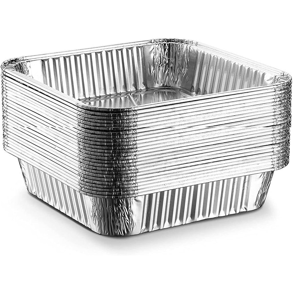 Waytiffer 25pack- 8 x 8 Aluminum foil Pans Disposable Heavy Duty Square baking Cake Pan, Cooking Tins Homemade Breads Oven Pans,Foil Pan, Baking pan Roasting