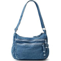 Women'S Retro Large Canvas Denim Shoulder Bag Denim Crossbody Handbags Casual Style Lightweight Tote Purse