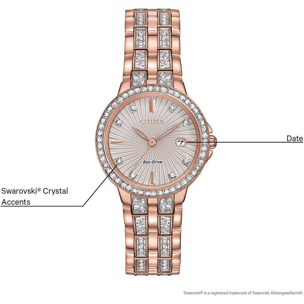 Citizen Ladies' Silhouette Crystal Eco-Drive Watch, 3-Hand Date