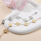 AIPPK 18K Gold Plated Clover Bracelet Dupes Gold Danity Bracelet for Women Flower Four Leaf Bracelets Lucky Jewelry Gifts for Women