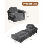 Folding Sofa Bed, L-Shaped Couch Back Support And Arm Pillow Futon