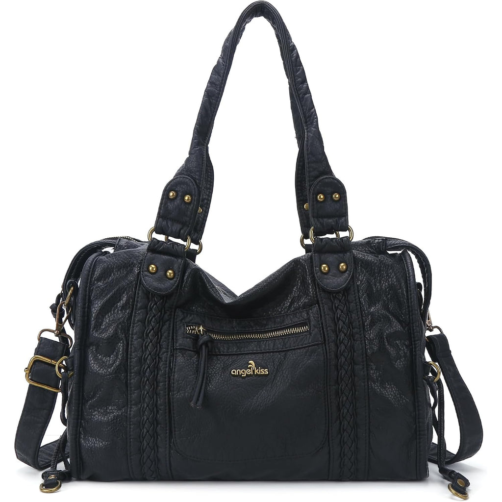 Angel Kiss Hobo Bags For Women Vegan Leather Hobo Satchel Handbags Large Tote Purses Shoulder Bag