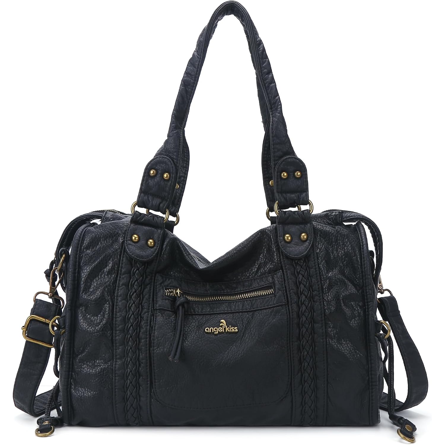 Angel Kiss Hobo Bags For Women Vegan Leather Hobo Satchel Handbags Large Tote Purses Shoulder Bag