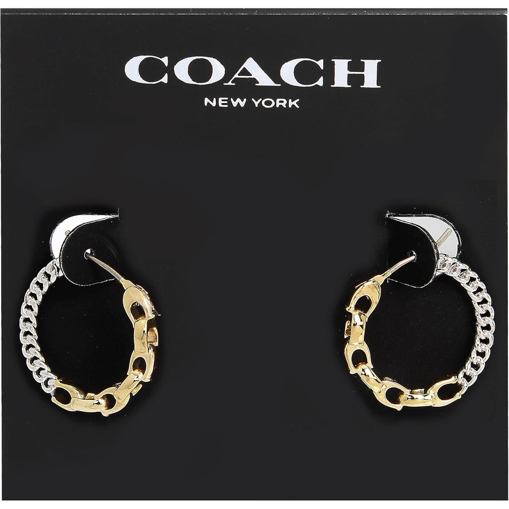 COACH Small Mixed Metal Hoop Earrings Two-Tone One Size