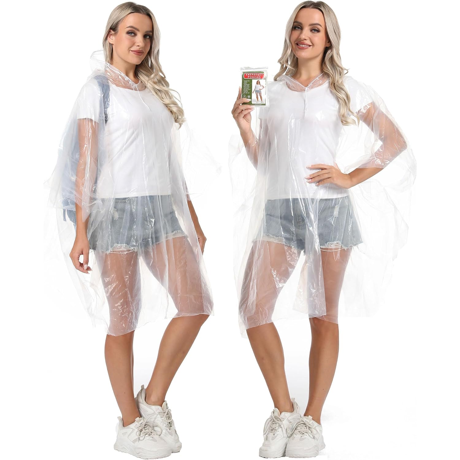4/6/12 Pack Disposable Rain Ponchos For Adults - Emergency Rain Poncho For Camping Hiking Travelling