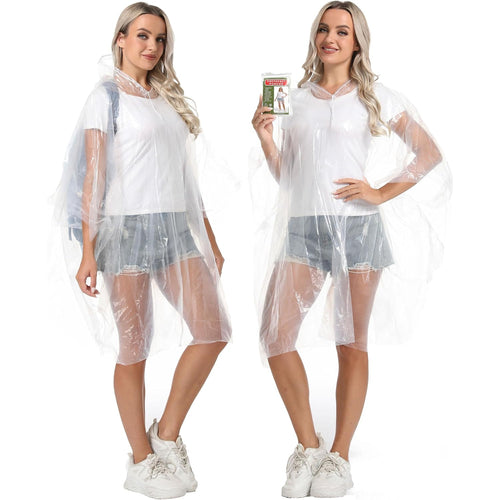4/6/12 Pack Disposable Rain Ponchos for Adults - Emergency Rain Poncho for Camping Hiking Travelling