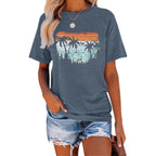 TAKEYAL Women Los Angeles Graphic T Shirts California Letter Print Short Sleeve Tee Loose Casual Tops E Blue 4