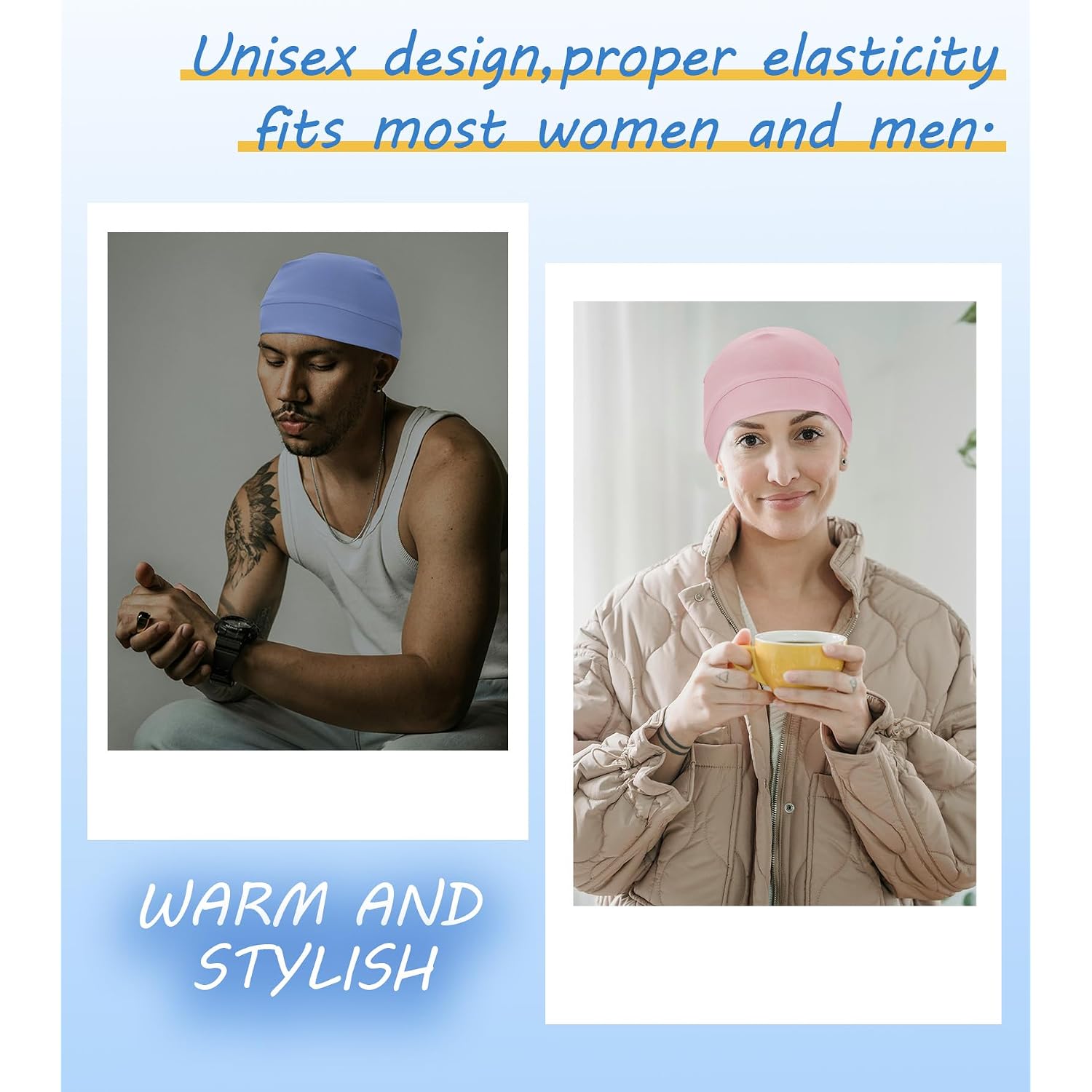 3 Pieces Cotton Skull Caps for Men Women Chemo Headwear Lightweight Beanie Sleeping Cap Helmet Liner Set E-light Blue,pink,light Purple