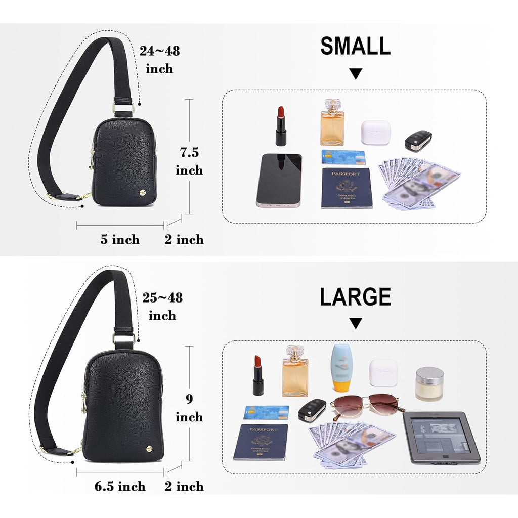 INICAT Anti Theft Crossbody Bag for Women, Small RFID Blocking Sling Purse with Zipper Lock for Travel, Vegan Leather