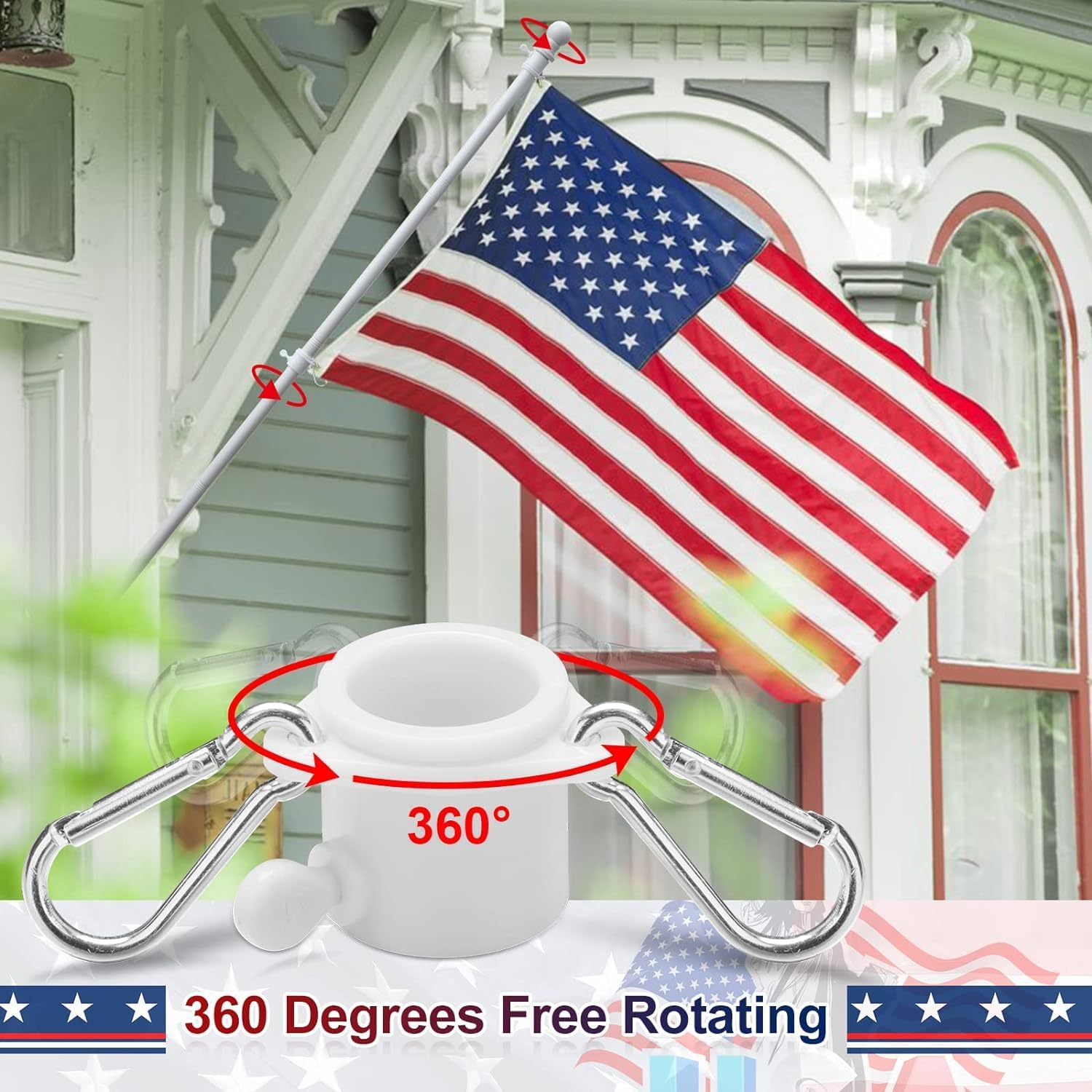 Flag Pole Kit With 3X5 American Flag - Includes 5Ft Heavy Duty Tangle Free Flagpole,Embroidered 3X5 Us Flag,Aluminum Mount Holder Bracket,Metal Flagpoles For Outside House,Porch,Outdoor - White