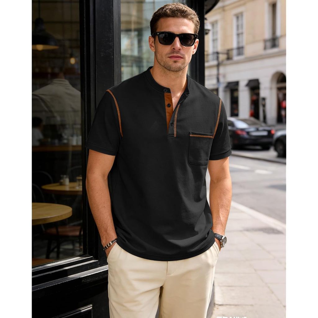 Men'S Henley Shirt Short Sleeve T-Shirt Casual Top Pullover Summer Lightweight Tee Shirts With Button