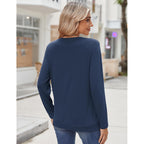 Zeagoo Womens Tops 2025 Long Sleeve Shirts For Fall Round Neck Blouses Floral Tunic Tops With Buttons Decor