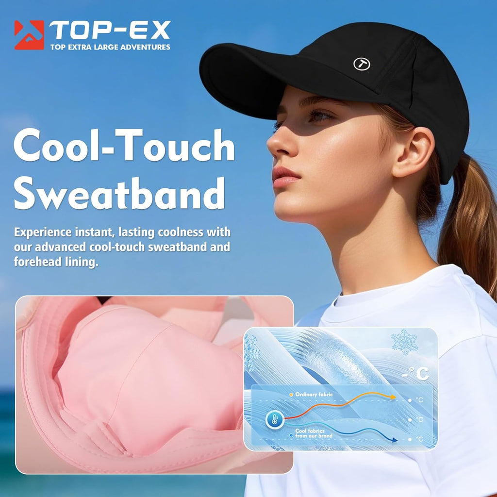 TOP-EX Cooling UV 50 High Ponytail Baseball Cap for Women Quick Dry Sports | Advanced tech sweat-absorbing band; breathable running fit; 2.4oz ultra-light; packable; water-resistant; eco recycled. Grey