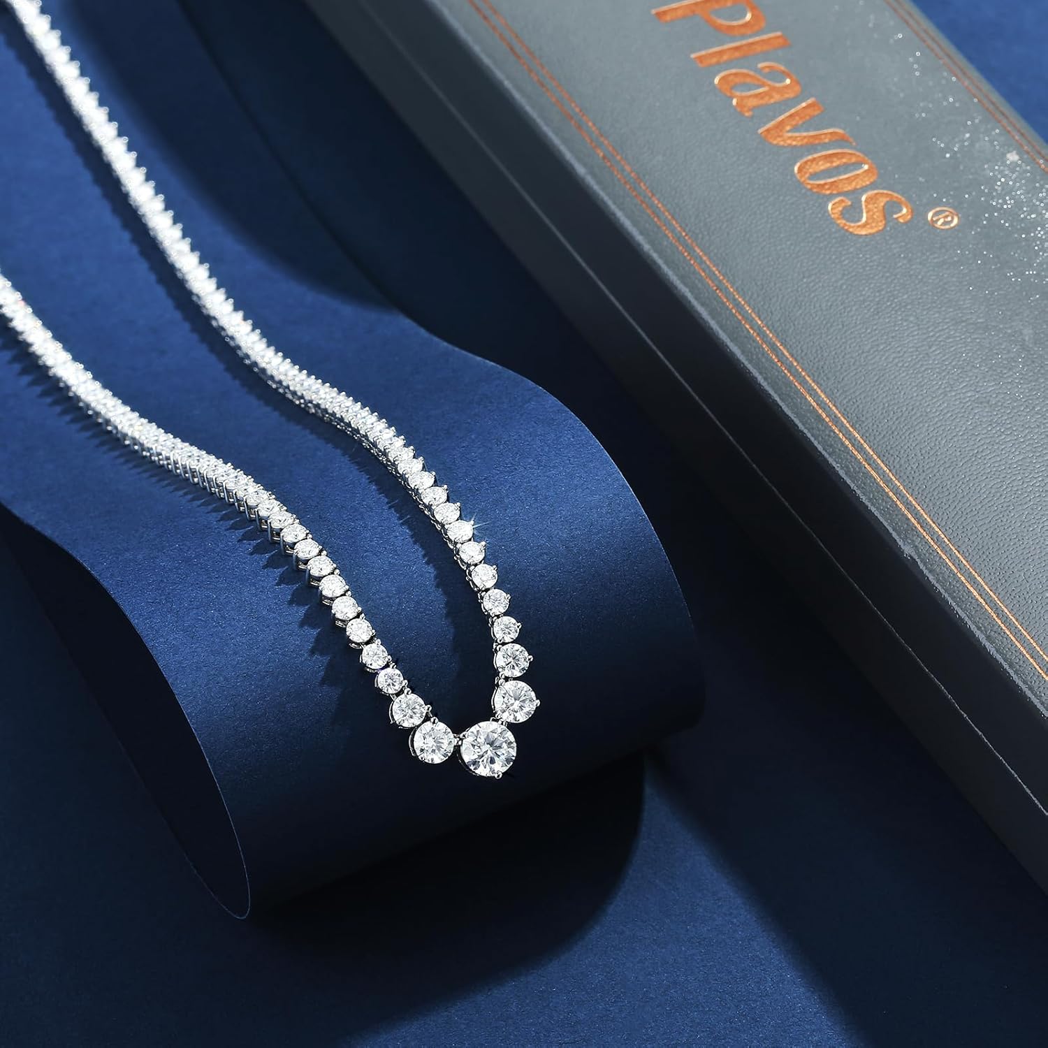 Gradual Moissanite Tennis Chain Necklace:925 Sterling Silver 14k White Gold Plated Elegant Moissanite Necklace Dainty Simple Trendy Lab Diamond Jewelry Hypoallergenic Fashion Party Prom Wedding Birthday Gifts for Women