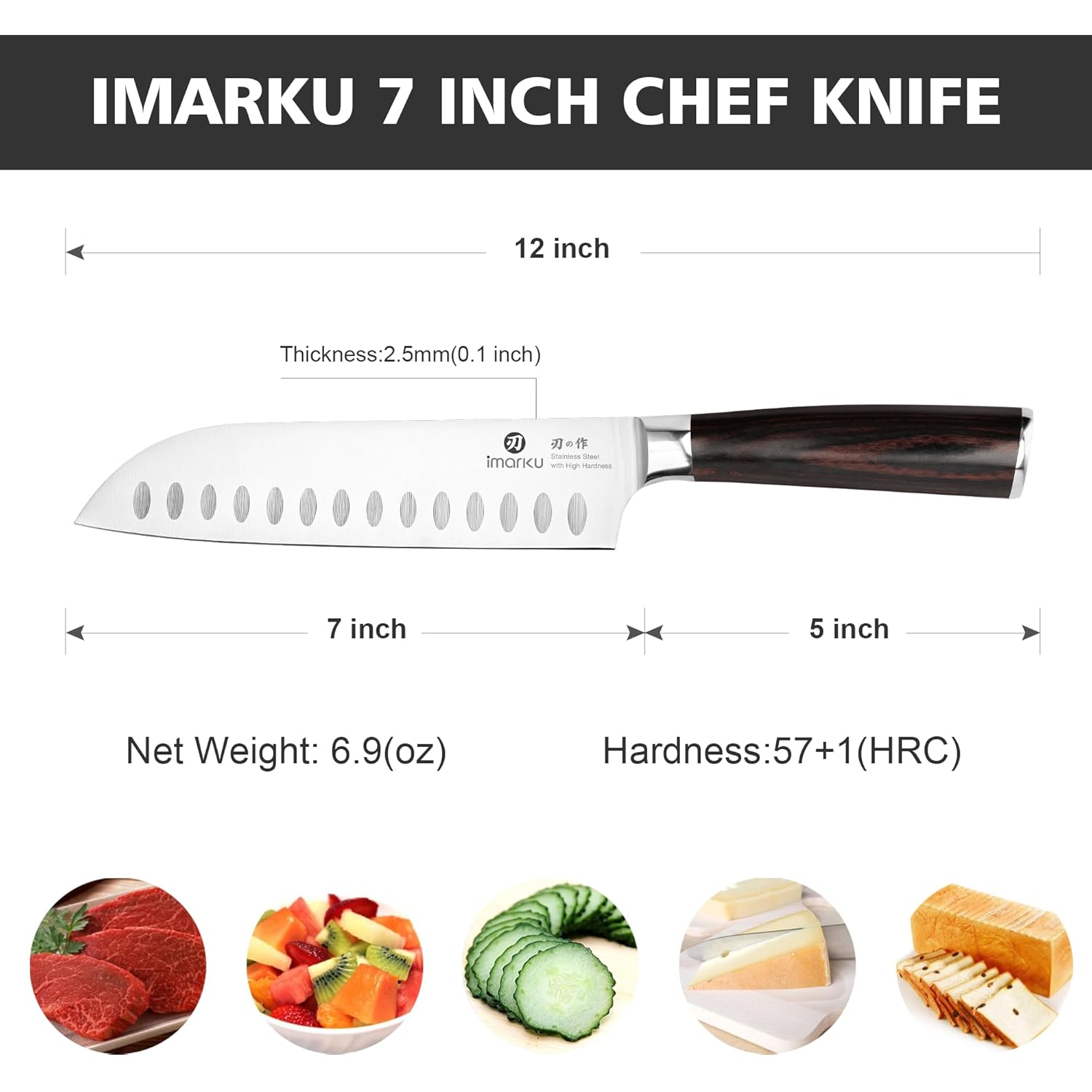 imarku Chef Knife 7 Inch Kitchen Knife Ultra Sharp Santoku Knife - High Carbon Japanese Chefs Knife, Kitchen Gadgets 2025, Apartment Essentials, Birthday Gifts for Him Her, Best Gifts for Women Men