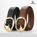 TRIWORKS 2 Pack Leather Belts for Women Fashion Waist Belt with Liquid Shapes Women Belt for Jeans Pants Dresses