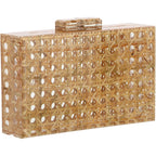 Goktow Rattan Acrylic Bag Clutch Purse Evening Bag Woven Handbag Summer Beach Purse