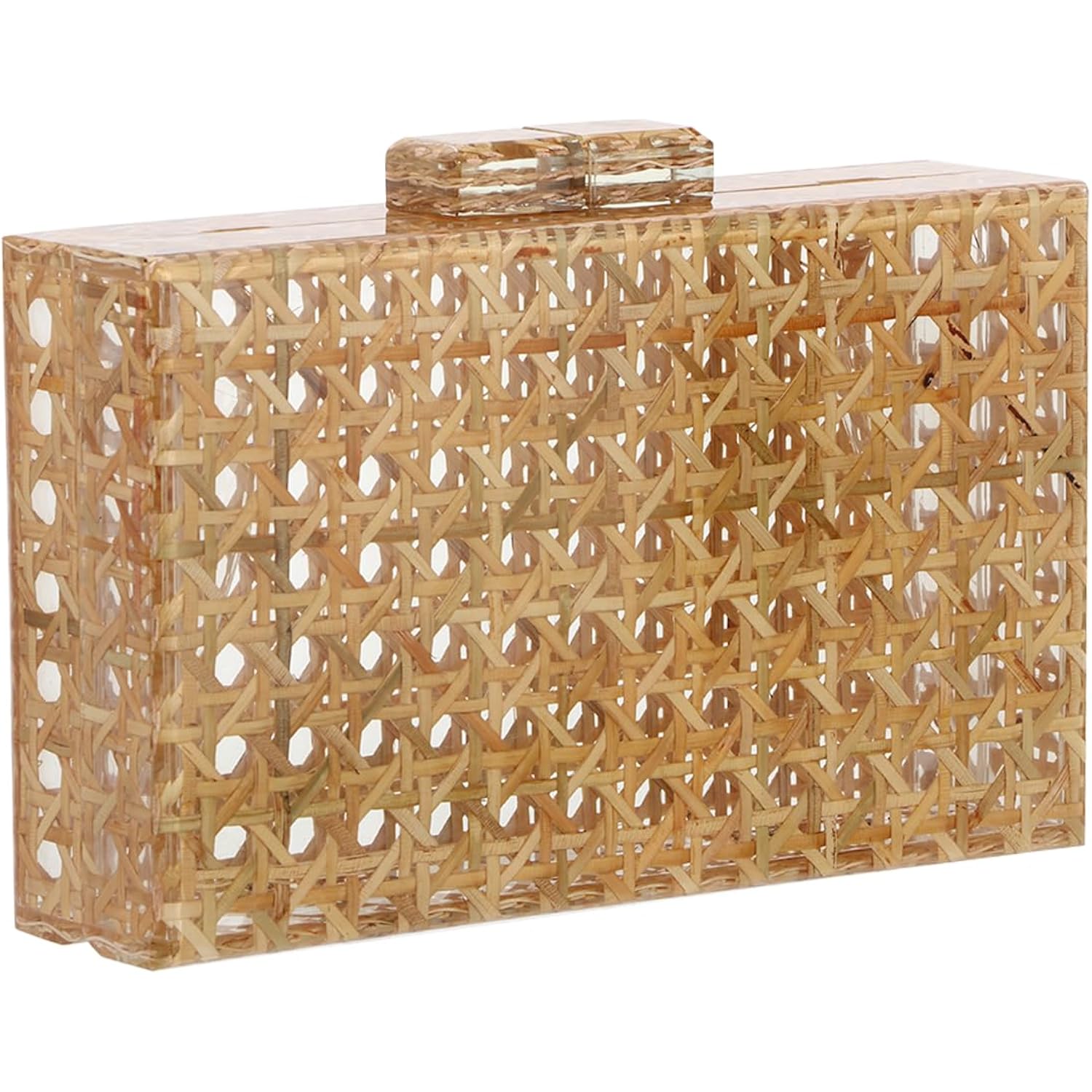 Goktow Rattan Acrylic Bag Clutch Purse Evening Bag Woven Handbag Summer Beach Purse