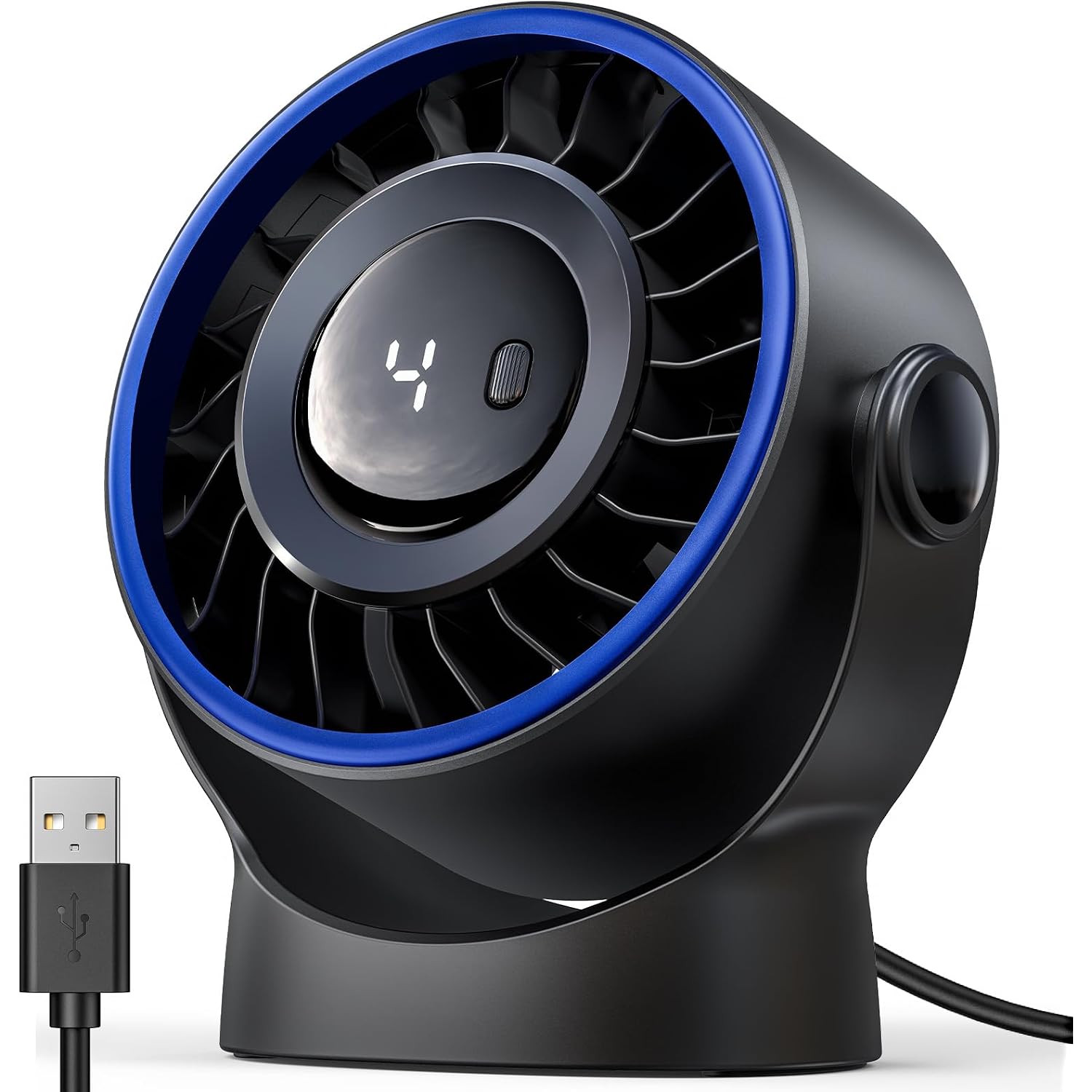 Sweetfull Usb Small Desk Fan - 5 Inch Mini Personal Desktop Fan, 4 Speeds Cooling Strong Airflow, 360° Adjustable Tilt, Quiet Portable Table Fans For Bedroom, Home, Office, Travel & Cruise, Black