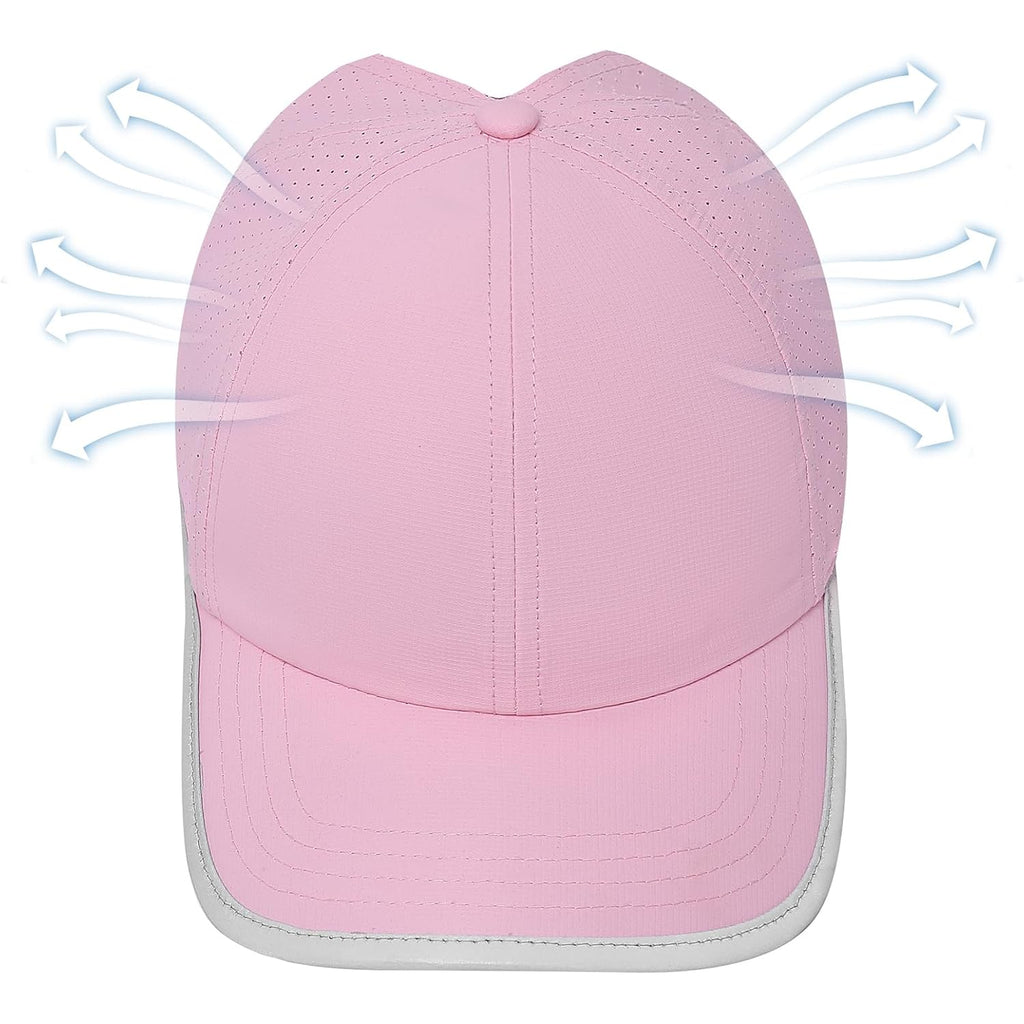 Ponytail Hat for Women, Criss Cross Quick Drying Baseball Cap, Breathable Messy Bun Hat for Outdoor Sports Running Golf Pink