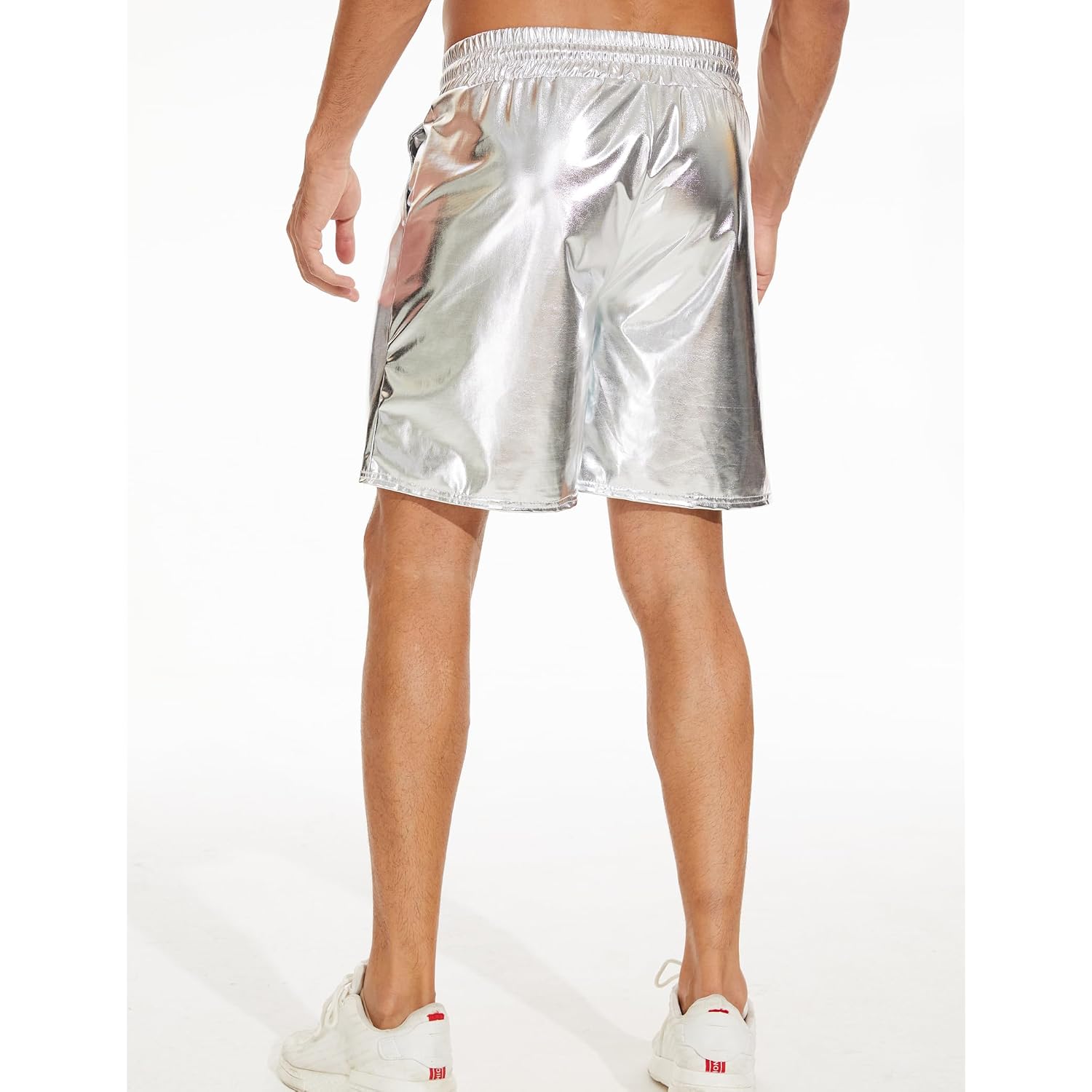 Zerbala Men'S Metallic Shorts Shiny Rave Shiny Sparkly Shorts With Pockets
