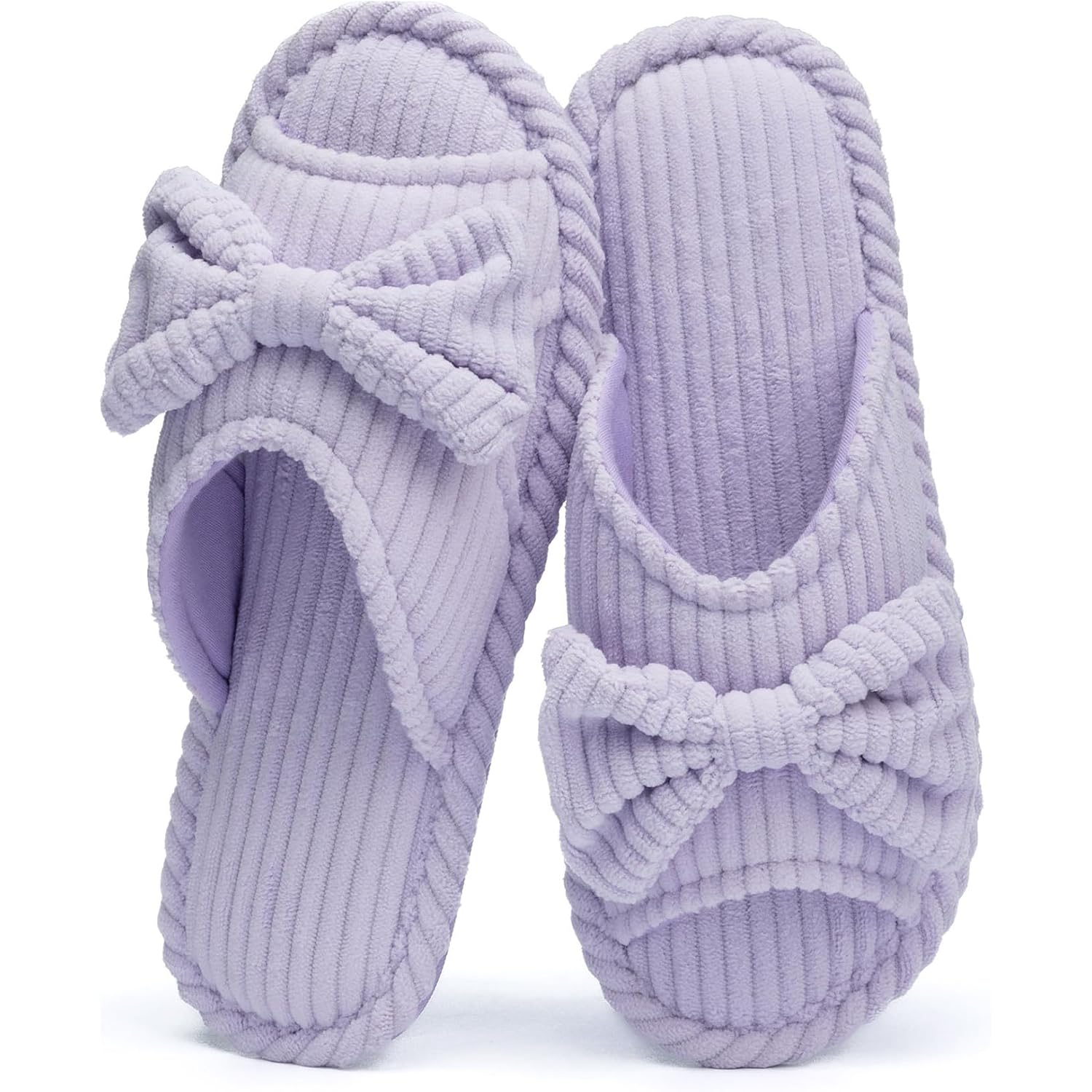 Cute Slippers For Women Indoor And Outdoor Cozy Soft Bow Open Toe Womens Slippers With Memory Foam Anti-Skid Sole Slides Spa Birthday Gifts For Women Mom Her Ladies Bridesmaid