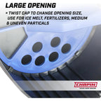 Chapin 8740A: 64-Ounce Black Poly Hand Shaker Spreader For Turf, Fertilizer, Grass Seed, Salt And Sand, Year-Round Use, Large Grip Handle With 3 Openings For Pellets And Particles
