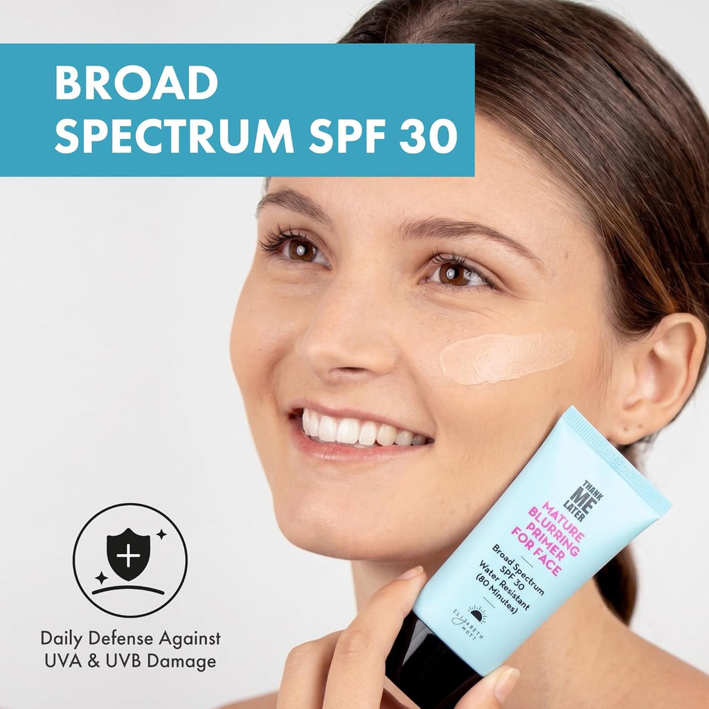 Elizabeth Mott Thank Me Later Blurring Face Primer SPF 30 – Lightweight, Hydrating Makeup Primer - Smooths Fine Lines & Wrinkles for a Soft-Focus Finish – Mineral-Based, Cruelty-Free Formula – 30g