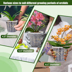 Orchid Pot, 2 Each Of 4.3",5.5",6.1" Orchid Pots With Holes, Orchid Pots For Repotting, Plastic Orchid Planter For Indoor Outdoor Plants (2 Each Of 4.3",5.5",6.1")