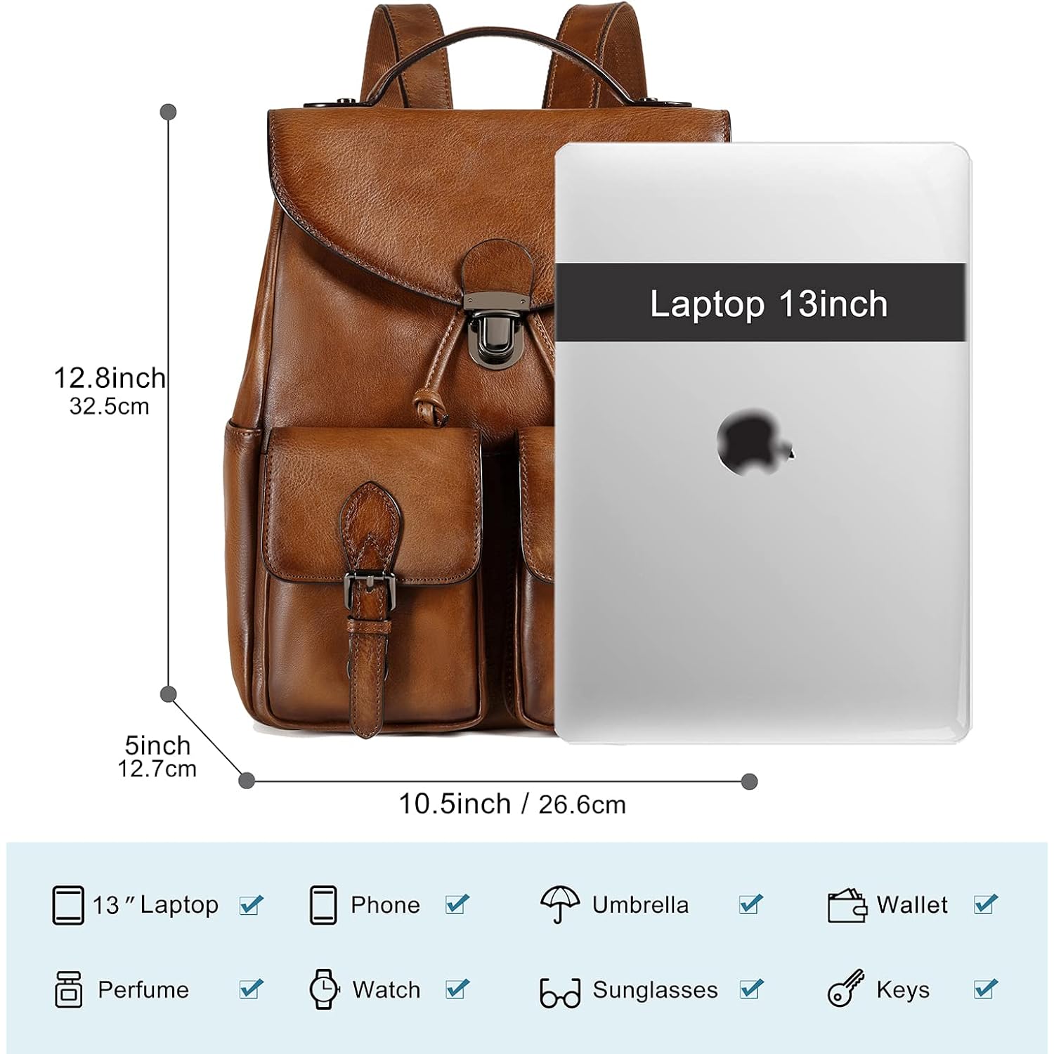 Women Vintage Genuine Leather Backpack Purse Fashion Rucksack Practical And Stylish Retro Daypack Bag (Brown)