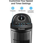 Pelonis 30 Inch Tower Fan For Bedroom, Quiet Oscillating Standing Fan With 3 Speeds, Portable Cooling Fan For Home Office Dorm Room, Auto-Off Timer, Black, Pft28A2Bbb