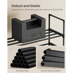 SONGMICS Shoe Rack, 3-Tier Shoe Organizer, Metal Storage Shelf, Upright or Upside Down, for 16-20 Pairs, Stackable, for Entryway, 11.8 x 36.2 x 21.7 Inches, Black ULSA303B02