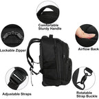 Matein Rolling Backpack, 17 Inch Water Resistant Wheeled Laptop Backpack | Carry On Luggage Business Bag, Large Capacity, Overnight College Computer Bag, Trolley Suitcase For Men Women, Travel, Black