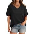 Aokosor Womens V Neck Short Sleeve T Shirts Summer Tops 2026 Casual Loose Tees Trending Now S-4Xl
