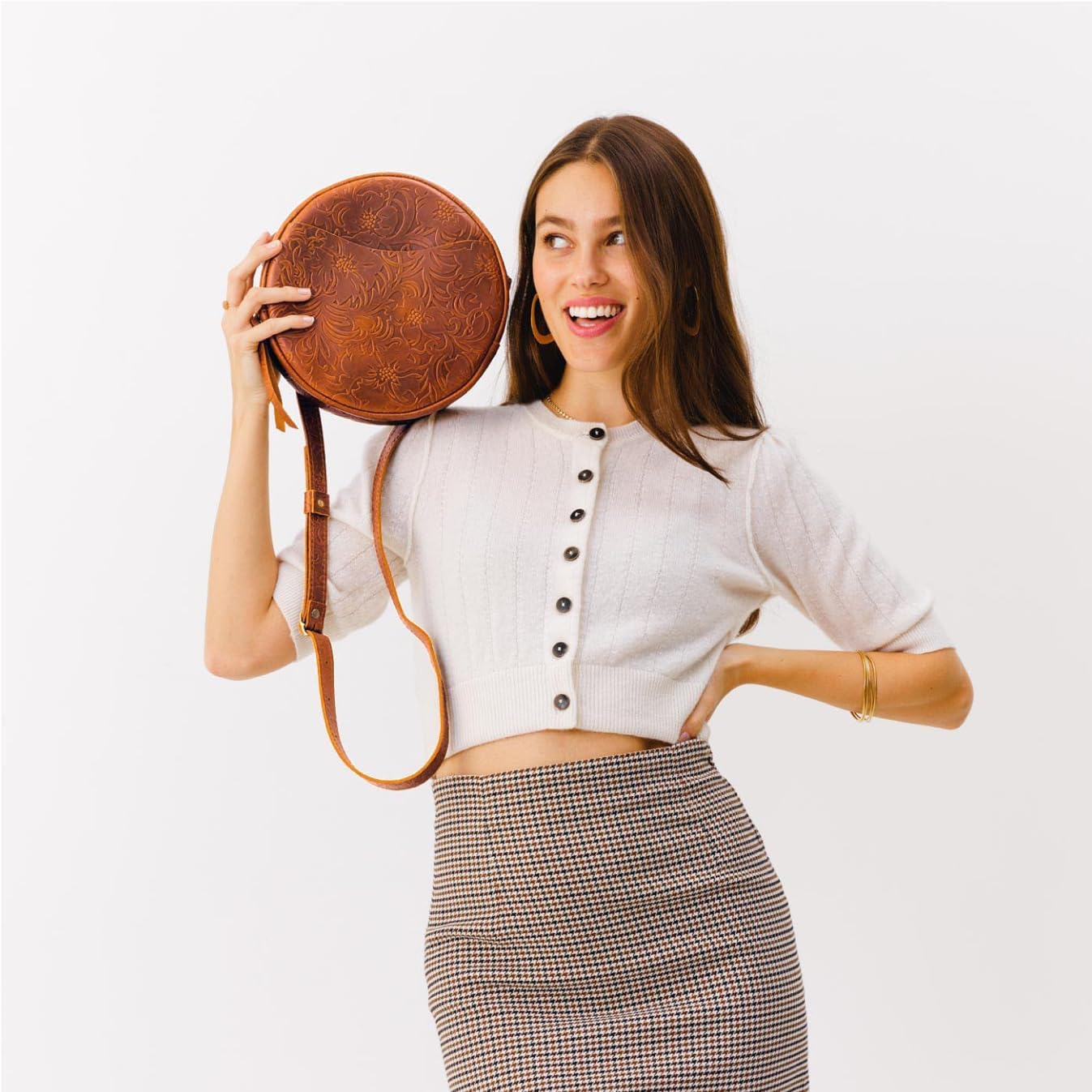 Portland Leather Goods Circle Crossbody Bag For Women – Handmade From The Finest Full-Grain Hides
