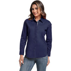 Esabel.C Womens Dress Shirts Cotton Long Sleeve Regular Fit Stretch Button Down Blouse