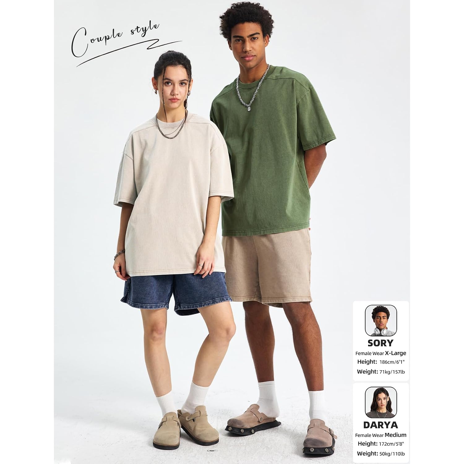 Arssm Mens Oversized T Shirts Cotton Acid Wash Baggy Tees Loose Fit Vintage Heavyweight T-Shirts
