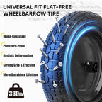 Ticonn 4.80/4.00-8 Tire, 14.5" Flat Free Wheelbarrow Tire And Wheel, Solid Replacement Tires With 3" Centered Hub, 5/8" 3/4" Bearings, Universal Fit 4.80/4.00-8, 3.50/3.00-8, 4.00-6 (Black)