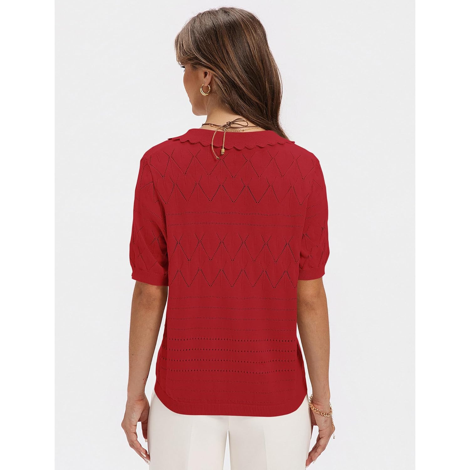 Short Sleeve Button Down Shirt for Women Lapel Lightweight Collared Blouses 2026 Summer Casual Cotton Tops