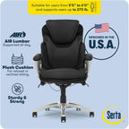 Serta Bryce Executive Office Chair - Ergonomic Computer Deskchair With Lumbar Technology - Adjustable Height - Memory Foam Body Pillows - 360° Swivel Rolling Base - Bonded Leather - Black