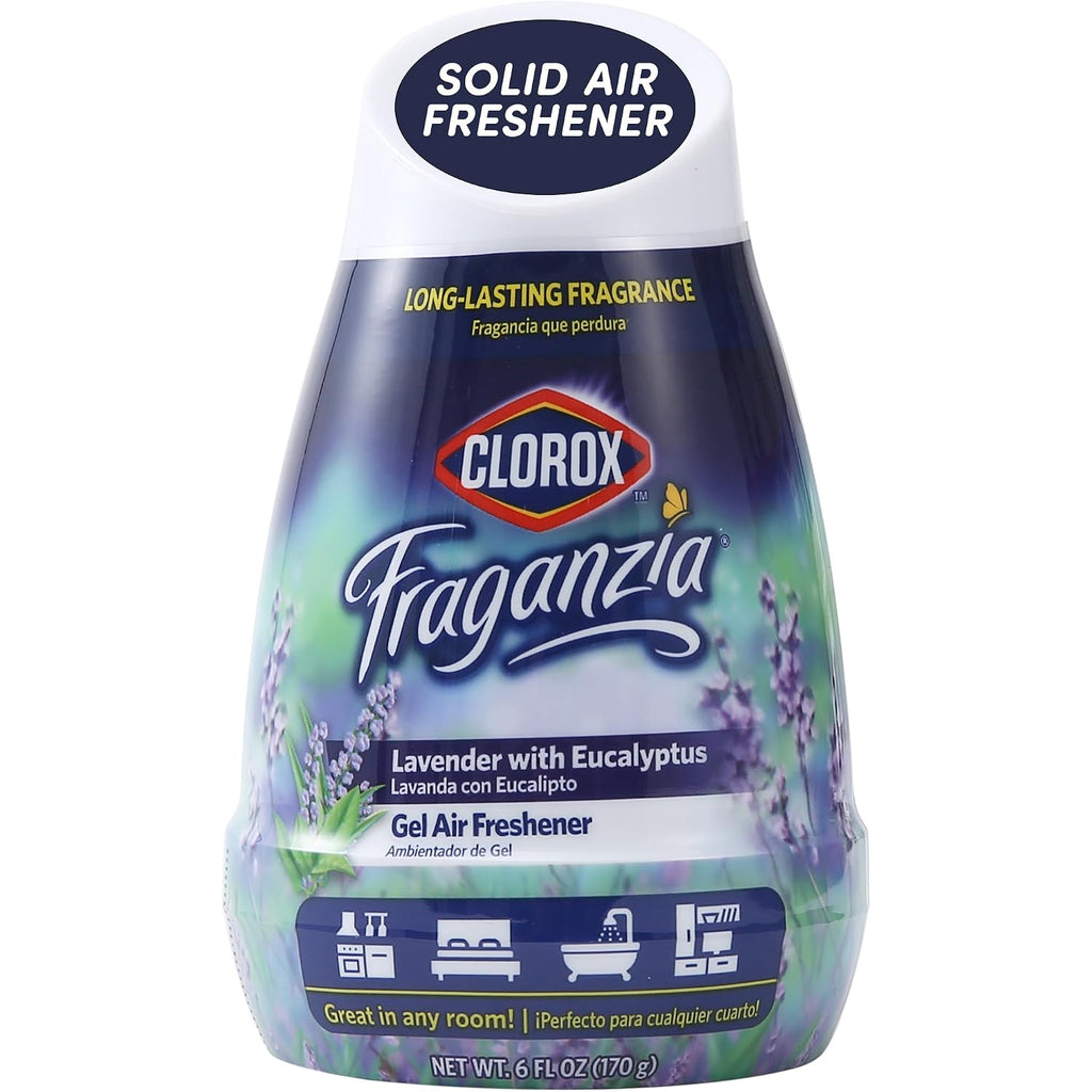 Clorox Fraganzia Gel Air Freshener Cone, Adjustable Odor Eliminating Gel With Lavender And Eucalyptus Scent For Home, Bathroom, Office, Small Spaces, Long Lasting No Battery Freshener, 6 Oz