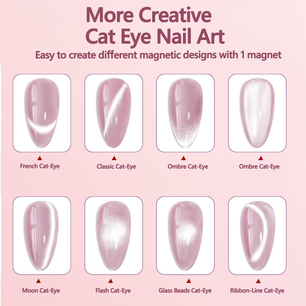 Cat Eye Magnet Nail Art Tool, Cat Eye Magnet Set for Nails, 3-in-1 Round Cat Eye Magnet with Ball Magnets, Magnetic Nail Art Pen, Perfect for Home DIY, Nail Art Design (Magnet Only, No Gel Included)