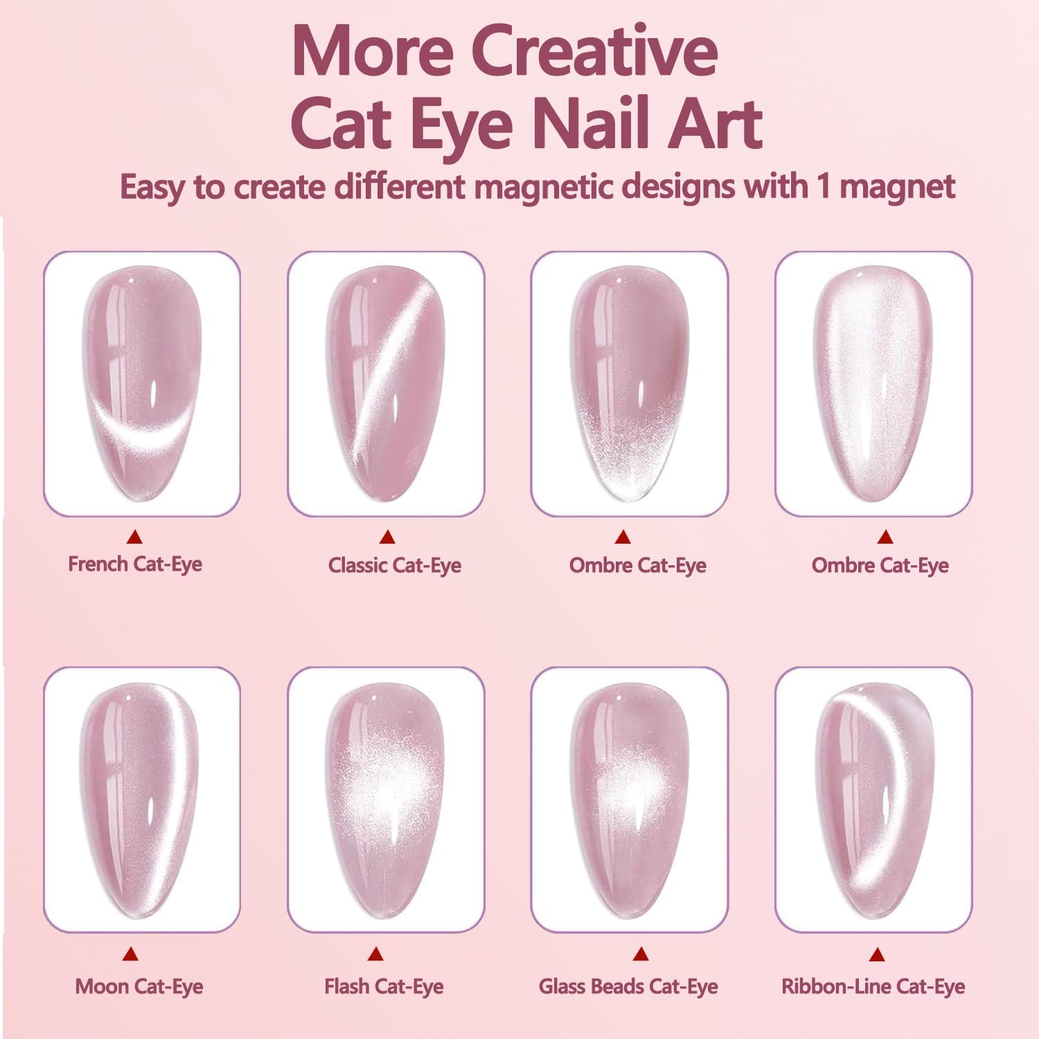 Cat Eye Magnet Nail Art Tool, Cat Eye Magnet Set for Nails, 3-in-1 Round Cat Eye Magnet with Ball Magnets, Magnetic Nail Art Pen, Perfect for Home DIY, Nail Art Design (Magnet Only, No Gel Included)