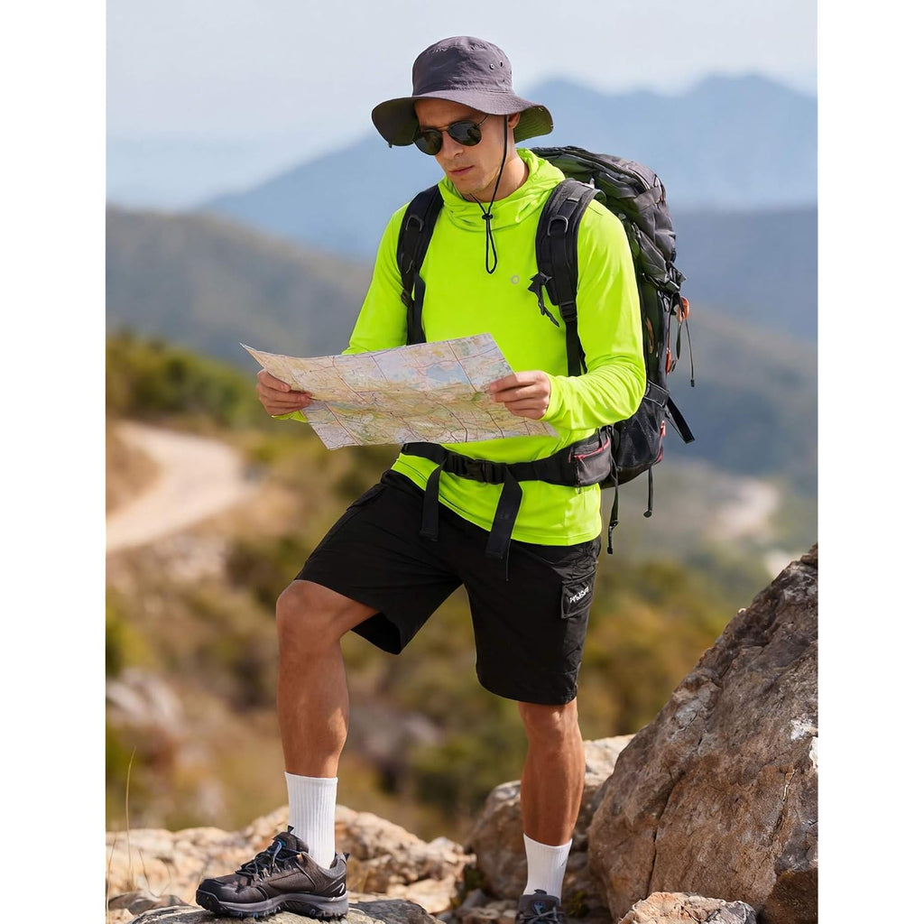 Pinspark Upf 50+ Sun Protection Hoodie Men With Mask Quick Dry Long Sleeve Fishing Hiking Shirts Uv Rash Guard Lightweight