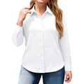 Siliteelon Plus Size Button Down Shirts For Women Dress Shirt Stretch Long Sleeve Collared Shirt Wrinkle Free Work Blouse Top