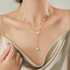 Trinckle Pearl Necklaces for Women, Gold Pearl Choker Single Pendant Necklace Layered Daisy Jewelry for Mothers Day Graduation, Prom Wedding Strands for Bride Bridesmaids as Beach Summer Accessories