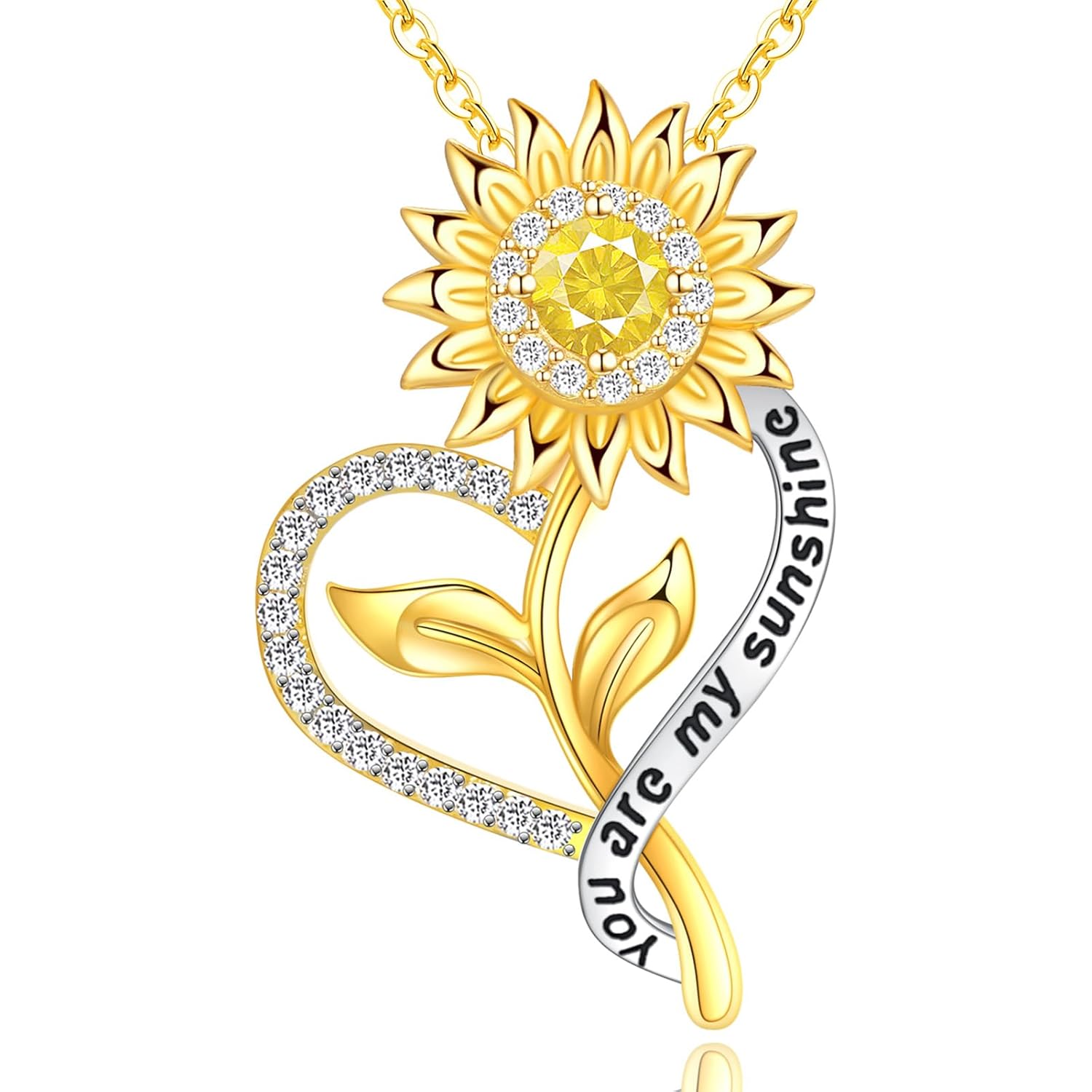 Gift for Wife Women-18k Gold Plated Sunflower Necklace for Women Anniversary Birthday Gold Jewelry You Are My Sunshine Pendant Necklaces Gifts for Her Girlfriend Mom Grandma Daughter