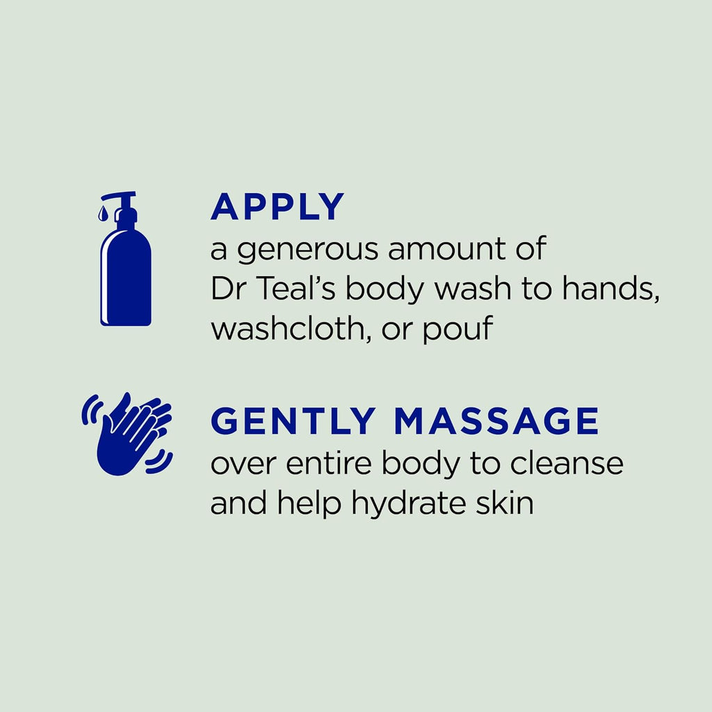 Dr Teal's Body Wash with Pure Epsom Salt, Relax & Relief with Eucalyptus & Spearmint, 24 fl oz (Pack of 2)